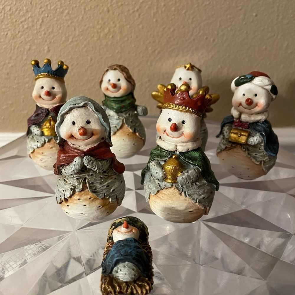 Kurt Adler Snowman 7 Piece Nativity Set CUTEEE!